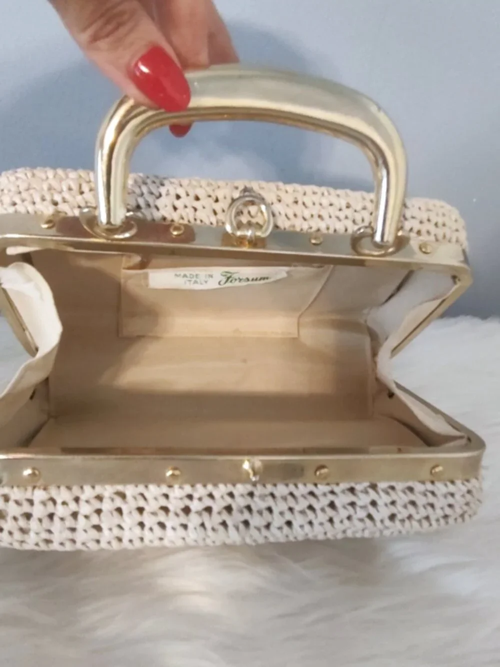 Vintage 1960s Forsum handwoven wicker handbag EUC